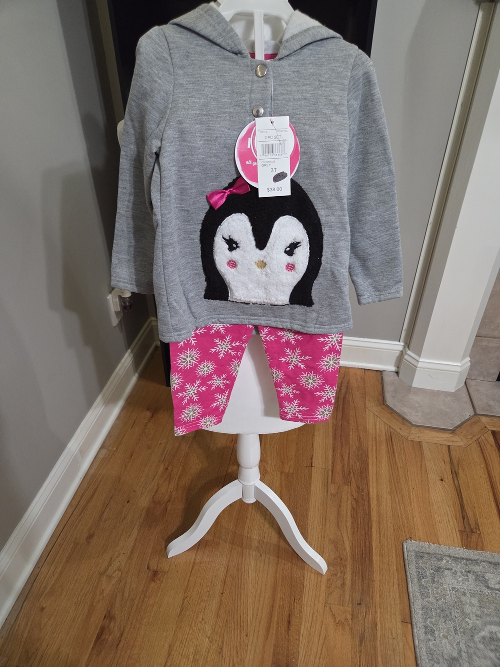 Nannette Gray Hoodie & Pink Snowflake Leggings Set